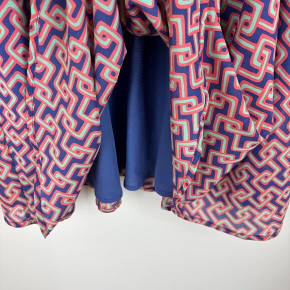 bar III front row colorblock geometric print flowy dress XL blue pink cocktail - Picture 6 of 11